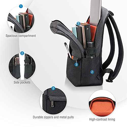 EVERKI Light Laptop Backpack with Hidden Pocket 15.6-Inch - Durable Men¡¯s Work Back Pack, Business Travel Backpack, College Laptop Bookbag for Men & Women, Work Office Back Pack, (EKP106) Charcoal