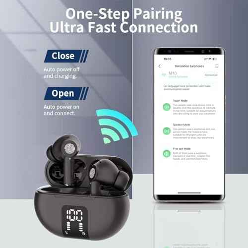 Translation Earbuds Real Time AI Translator Earbuds Support 144 Languages 3-in-1 Instant Voice Translation with Bluetooth and APP Fit for iOS & Android for Travel Business(Dark Black)
