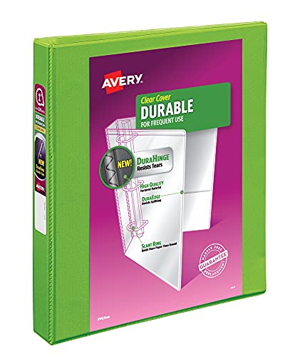 Avery Durable View 3 Ring Binder 1-Inch Slant Rings Chartreuse