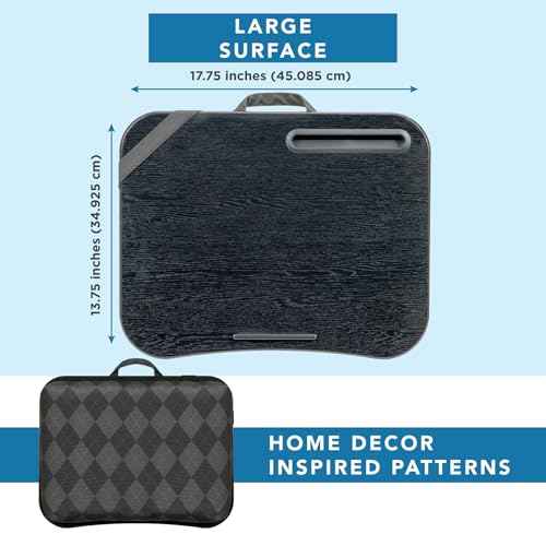 LAPGEAR XL Designer Lap Desk with Phone Holder and Device Ledge - Gray Argyle - Fits up to 17.3 Inch Laptops - Style No. 45538