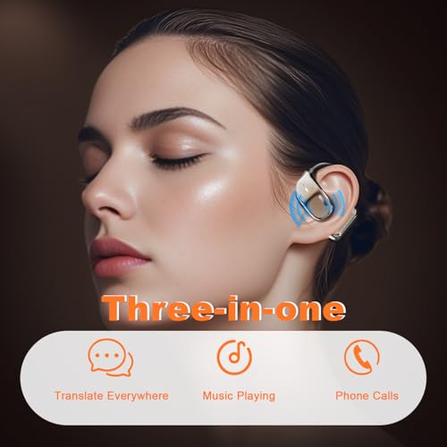 AI Translation Earbuds Real Time 144 Languages, LCD Touch Screen Open Ear Wireless Translator Earbuds, Audifonos Traductores Ingl?s Espa?ol, with APP Translating Device