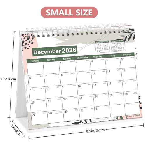 Small Desk Calendar 2026-2027, Koncci 18 Months Standing Flip Desk Calendar (January 2026-June 2027), 7" x 8.5" Desktop Planner with Stickers for Easy Organizing