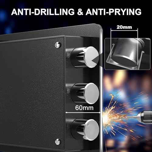 0.6 Cub Small Safe Box, Safety Box with Electronic Digital Keypad, Home Safe Box with Internal LED Light, Solid Alloy Steel Personal Safes for Home Office Hotel, Black