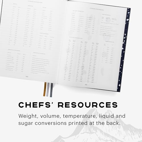 Stone Recipe Journal ? 25 x 19 cm Waterproof Paper, 192 Lined Pages with A?Z Index, Conversions & Seasonal Produce, Durable Cotton Cloth Hardcover, Eco-Friendly Kitchen Notebook