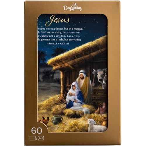 DaySpring - The Christmas Story - 4 Design Assortment with Scripture - 60 Bulk Christmas Boxed Cards & Envelopes (J9695)