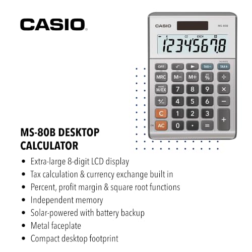 Casio MS-80B Desktop Calculator with Tax & Currency Conversion - Variation 1