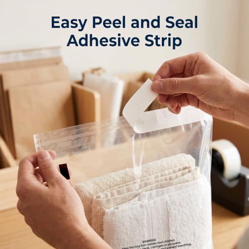 16" X 20" (100 Count) Self-Seal Clear Poly Bags With Suffocation