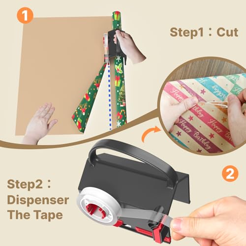 Black Wraprocut Wrapping Paper Cutter & Tape Dispenser 2-Pack for Gift Wrap
