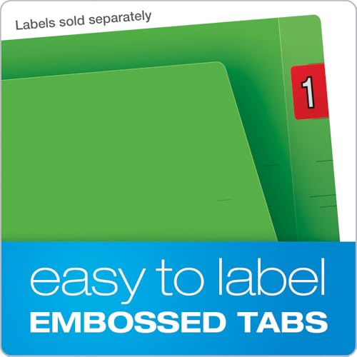 Pendaflex Color End Tab Folders, Full Tab, Letter Size, Green, 100 per Box (H110DGR)
