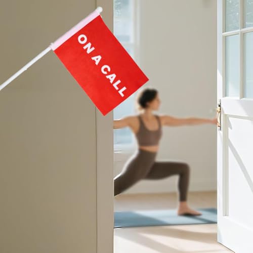 YHUILL 5 Pack Red On A Call Sign Flags for Office Cubicles - Privacy Indicator with Base