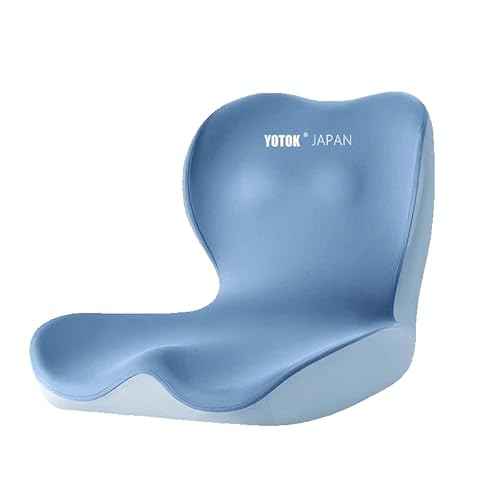 Ergonomic 3-Zone Seat Cushion with Lumbar Support - Integrated Mold Design for Office Chair & Car Driving, Blue