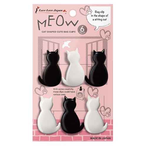 Sturdy & Cute Cat Chip Clips - Set of 6 Strong Grip for Snack Bags, Documents, Gift Bags Durable and Resilient | LOVE LOVE JAPAN