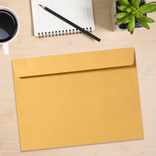50 Pack LUXPaper 10x15 Brown Kraft Booklet Envelopes for Business & Mailing - 28lb