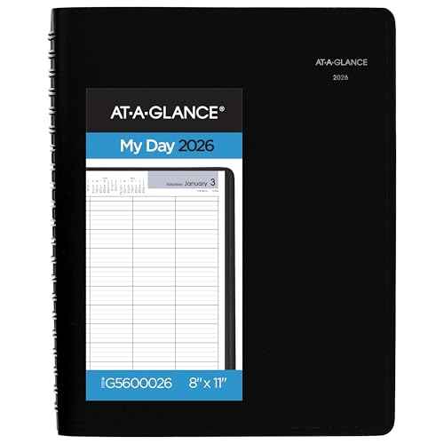 AT-A-GLANCE 2026 Appointment Book Planner, Daily, Four Person Group Planner, 8" x 11", Large, Quarter-Hourly, DayMinder, Black (G5600026)