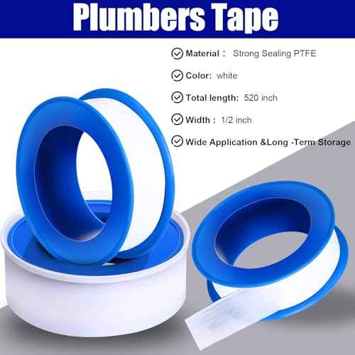 PTFE Tape 1/2 x 520 Inches Plumbers Waterproof Sealant Plumbing Tape for Shower Head Repairing Water Pipe Sealing (White,200 Rolls)