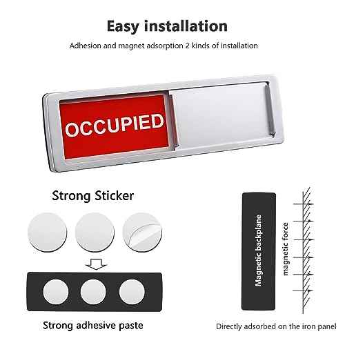 Vacant Occupied Privacy Sign, Vacant Occupied Door Sign for Home Office Restroom Conference Hotels Hospital, Slider Door Indicator Tells Whether Room Vacant or Occupied, 7'' x 2'' - Silver