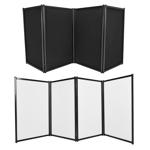 HECASA Portable DJ Facade Booth with Black & White Scrims, Steel Frame, 4 Panels