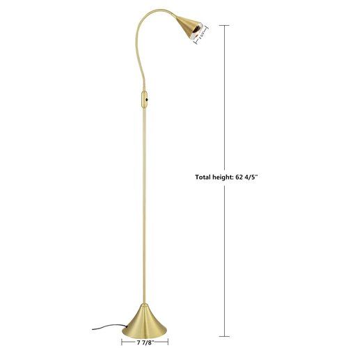 HomeFocus - LED Floor Lamp,Standing Lamp for Reading,Eye-Caring,Stepless Dimming,Floor Lamp for Living Room,Bedroom,LED 5W,Energy Efficient Super Bright (Metal,Gold)