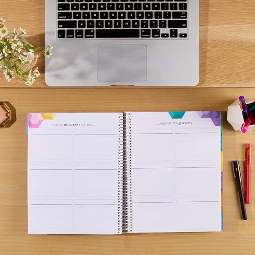 8.5x11 Coiled Monthly Planner (January 2026 - December 2026) - Bouquet classic cover, Hexagon theme, platinum coil