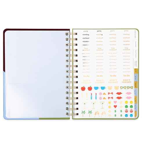 kate spade new york Daily Planner 2026 Large Agenda January-December 2026, Hardcover Weekly and Monthly Spiral Planner with Stickers (Book Club)