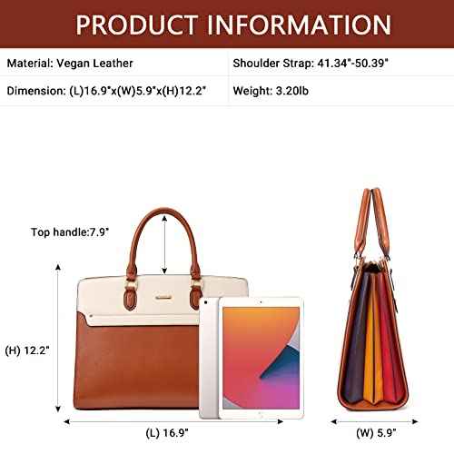 Telena Laptop Tote Bag for Women, 15.6 Inch Shoulder Tote Bag Leather Briefcase for Women, Large Capacity Handbag Bags