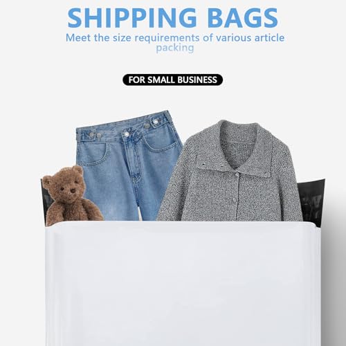 Myrvexel White Poly Mailers 12x15.5 Inch - 100 Pack Shipping Bags for Clothes
