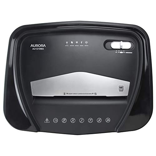 Aurora AU1210MA Micro-Cut Paper & Credit Card Shredder 12-Sheet, 60 Min Continuous Run