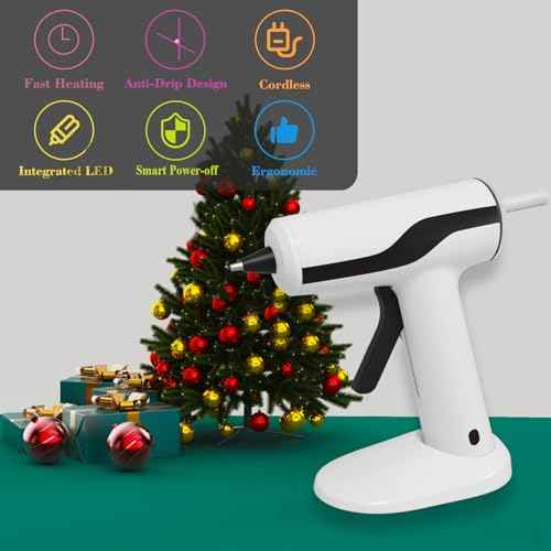MONVICT Cordless Hot Melt Glue Gun, Smart Power-Off with 2.2 Ah Built-in Battery USB-C Rechargeable Mini Glue Gun Kit, 40 Pcs Glue Sticks, 10 Pcs Craft sticks, Carrying Case for DIY Craft Gift, White