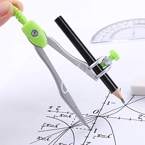 Green Vobou Math Geometry Set 10 Pcs with Compass, Ruler & Protractor for Students and Teachers