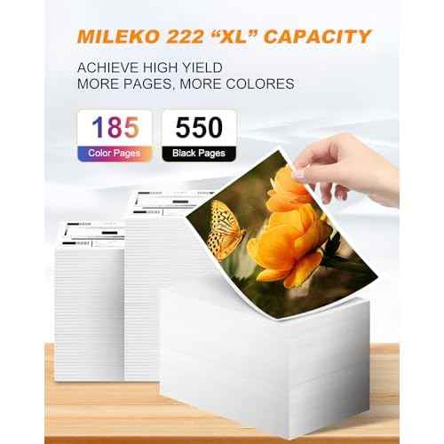 222XL Ink Cartridges Combo Pack Remanufactured Replacement for Epson 222 Ink Cartridges for Epson 222 XL 222XL for Epson XP-5200 Printer for Workforce WF-2960 Printer (4 Pack, 222 Ink)