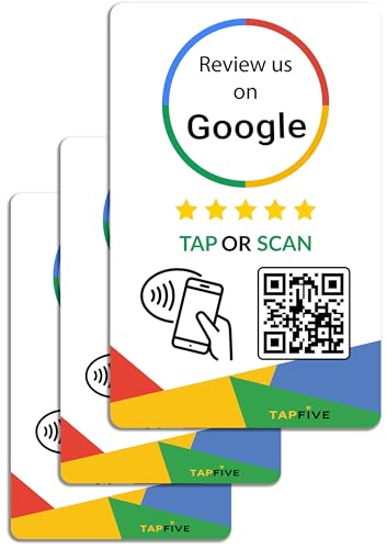 3-Pack Reusable NFC & QR Google Review Tap Cards for Business - TapFive