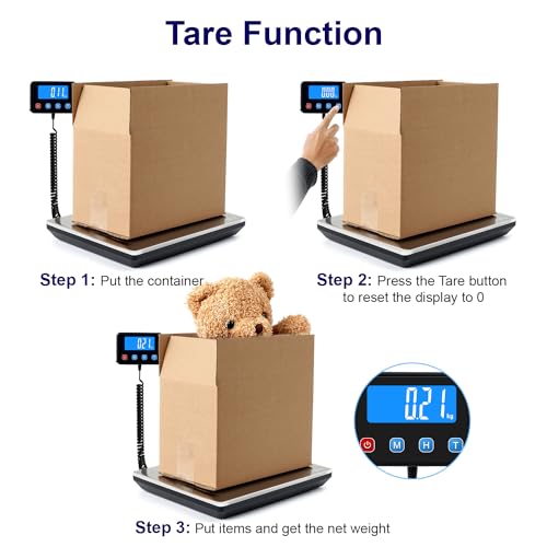 TIPRE 440lb Silver Stainless Steel Heavy Duty Digital Postal Scale with LCD & Type-C