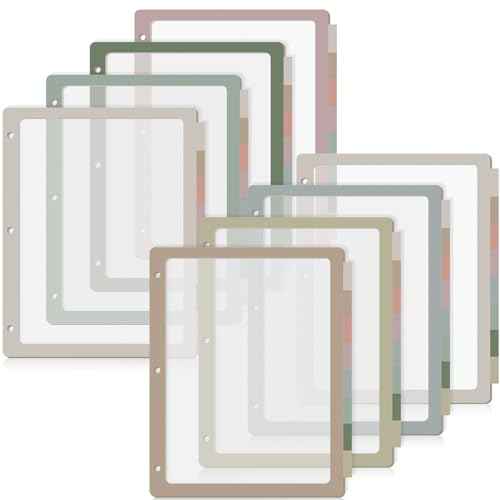 8 Sets 8 Tab Binder Dividers for 3 Ring 8.5 x 11 Inch Plastic Binder Dividers with Tabs Multicolor Letter Size Page Dividers 3 Hole Punch Clear File Organizer for School
