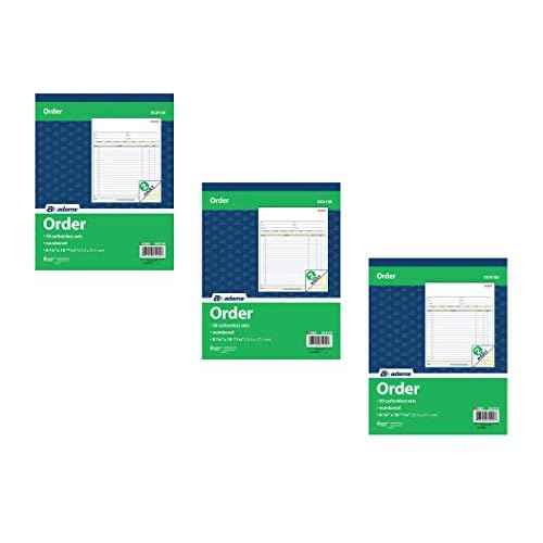 Adams Order Book, 2-Part, Carbonless, White/Canary, 8-3/8 x 10-11/16 Inches, 50 Sets per Book (DC8100), 3 Pack
