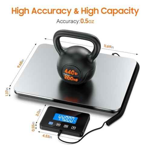 EcoGear Digital Weight Scale 440lbs Durable, Scales Digital Weight Postal Scale & Luggage Scale, Smart Heavy Duty Shipping and Postal Scale with Timer/Hold/Tare, Shipping Scale for Packages DC Adapter