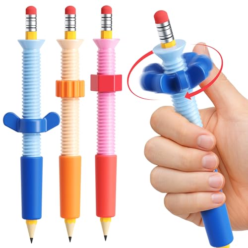 ELETIUO 3-in-1 Fidget Pencil Topper Set for ADHD Anxiety Relief - Orange, Red, Blue