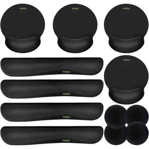 Ergonomic Mouse Pad with Wrist Rest Premium Memory Foam Keyboard and Mouse Wrist Rest Pads Set- for Comfortable Typing &Wrist Pain Relief (Pack of 4)