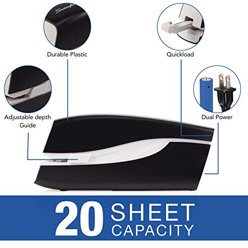 Swingline Electric Stapler 48200 – Portable, 20-Sheet Capacity, AC or Battery Powered