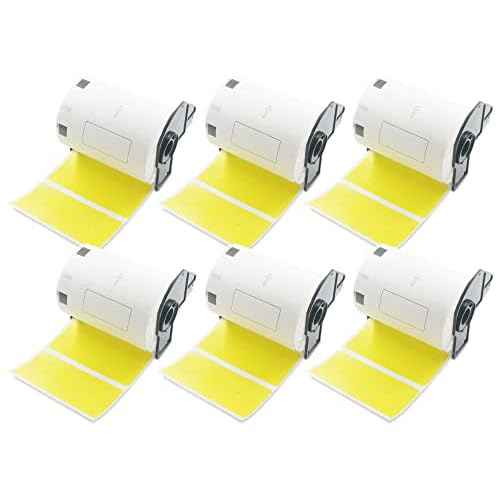 BETCKEY - Large Multi-Purpose Labels Replacement for Brother DK-1240 (4 in x 2 in), Compatible with Brother QL Label Printers [6 Rolls/3600 Labels, Yellow]
