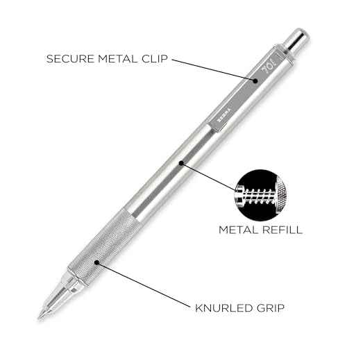 Zebra Pen F-701 Retractable Ballpoint Pen, 0.8mm Fine Point, Stainless Steel Barrel, Ideal for Office Supplies, School Supplies & Teacher Supplies, Black Ink, 3-Pack Plus 2 Refills (29412)