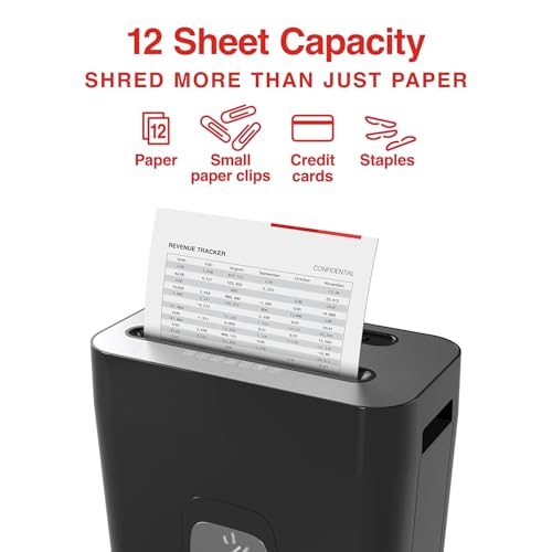 Staples 12-Sheet Cross-Cut Paper Shredder, Quiet, Anti-Jam, Black - Model 1