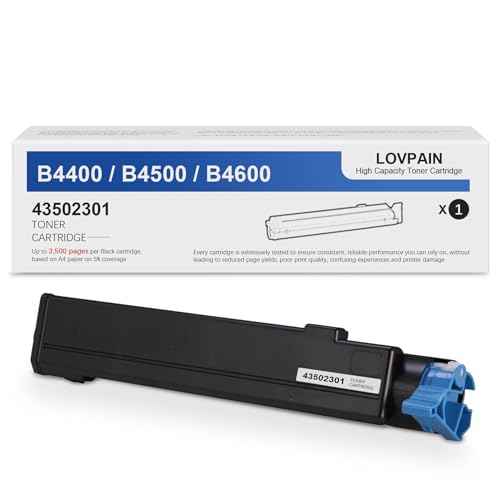 B4400/B4600 High Yield Toner Cartridge (Black ,1 Pack) Compatible for OKI B4600 43502301 Toner Cartridge Replacement for OKI B4400n B4600n B4500n B4550 B4550n Printer