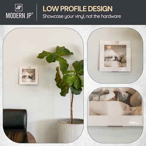 Modern JP Adhesive Vinyl Wall Mount (4-Pack) ? Strong Hold Record Holder Wall, Record-Safe Easy Installation, Album Wall Mount for 1LP and 2LP ? Clear