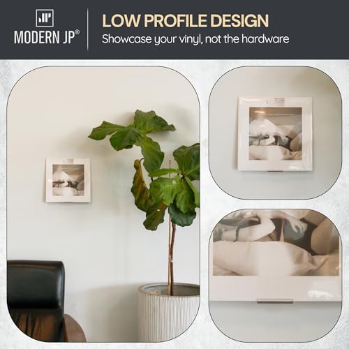 Modern JP Clear Vinyl Record Wall Mount 4-Pack – Strong Adhesive & Screw-in Album Holder for 1LP & 2LP, Minimalist Display