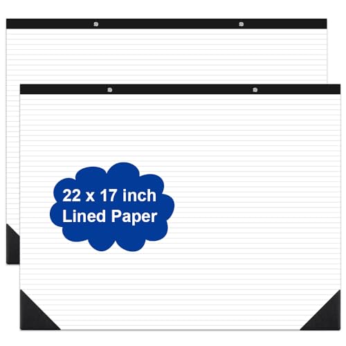 Yaridar (2-Pack) Large Lined Paper Pad - 22" x 17" Ruled Notepad, 100 Sheets/200 Pages Legal Pads, 100 gsm White Paper Notepad Desk Pad for School, Home, Office, Business