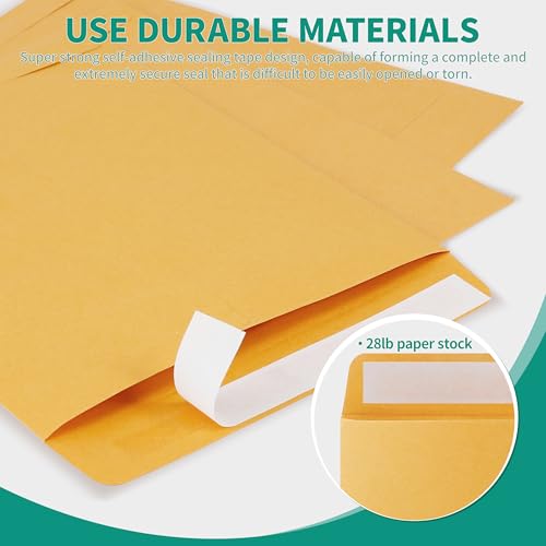 Tlpmsk 9x12 Brown Kraft Envelopes 24 Pack - Self Seal Stay Flat Shipping Mailers for Documents Photos Letters