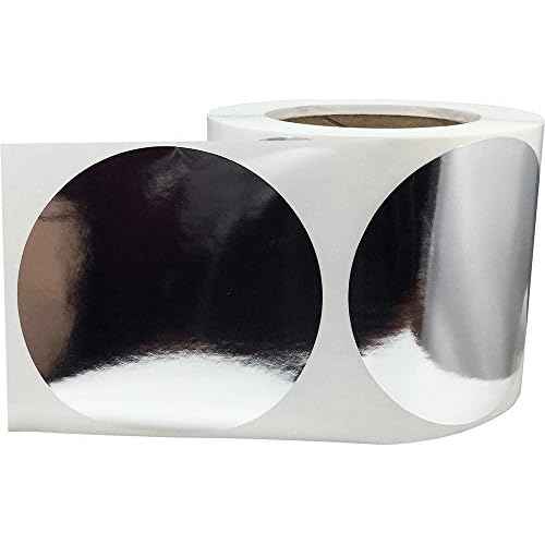 Metallic Silver Color Coding Labels for Organizing Inventory 4 Inch Round Circle Dots 500 Total Adhesive Stickers On A Roll