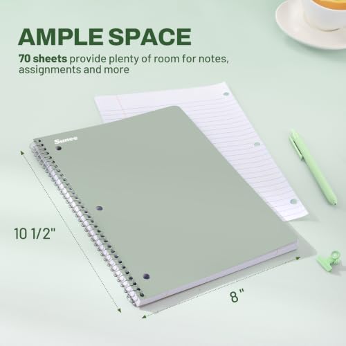 Aesthetic 3-Pack Spiral Notebooks for School, College Ruled, 8x10.5"