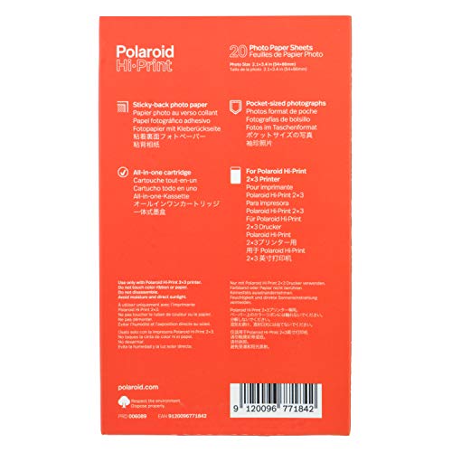 Polaroid Hi Print 2x3 Paper Cartridge, Peel and Stick, 2 Pack (40 Photos) with a Microfiber Cleaning Cloth