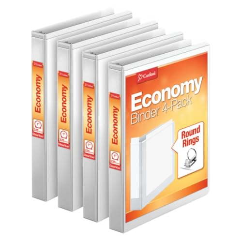 Cardinal 1-Inch Economy Presentation View Binder - White, 4 Pack, Holds 225 Sheets